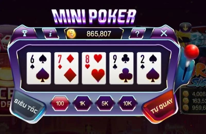 Nên tắt chế độ tự động quay khi chơi Quay HũMini Poker